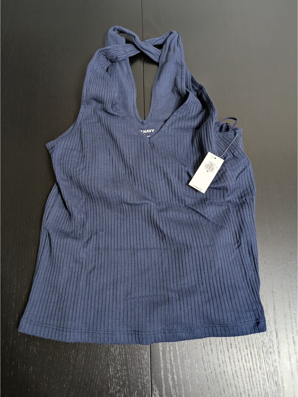 Old Navy Navy Blue Ribbed Halter Tank Top Medium